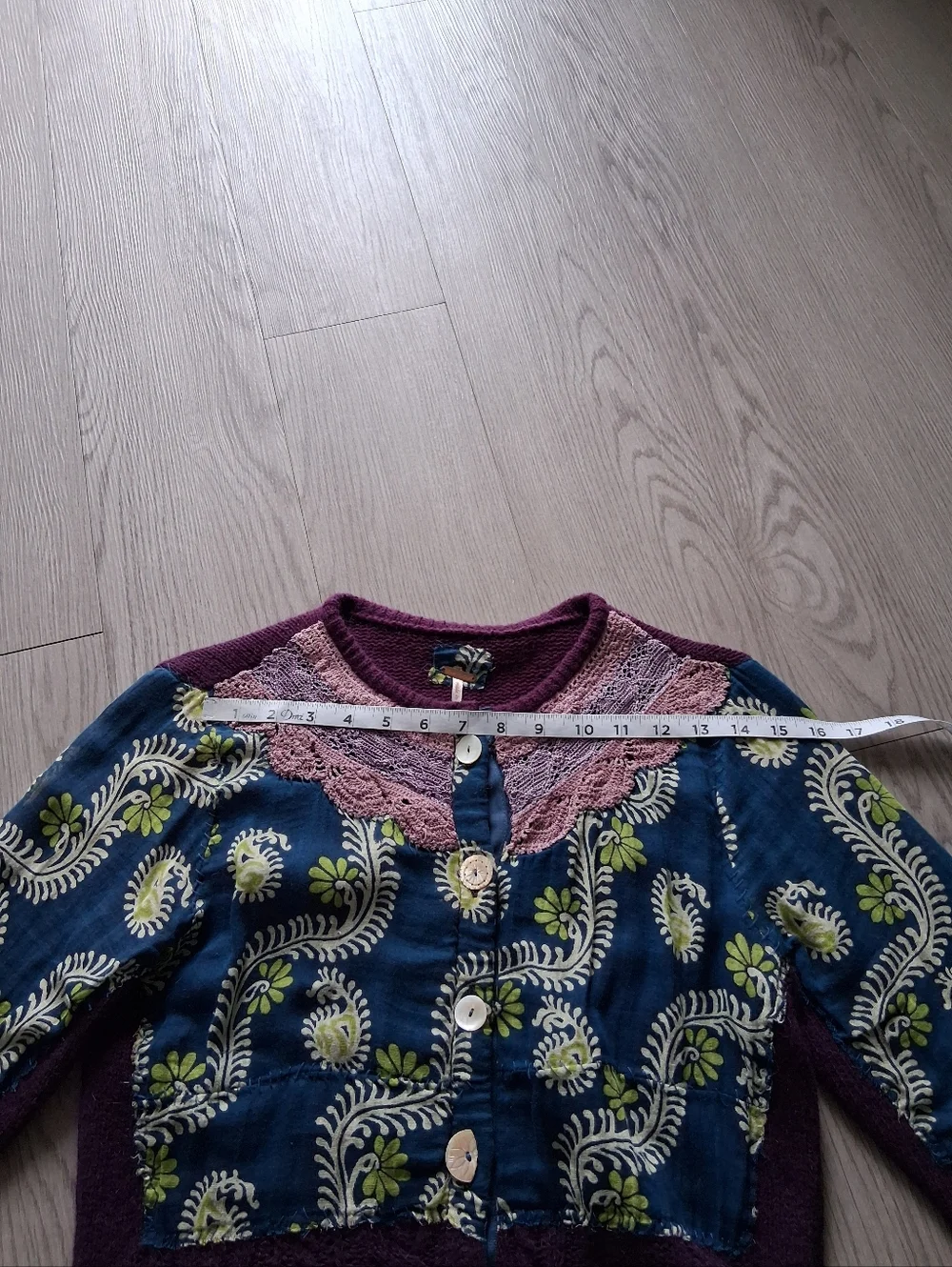 Vintage Free People Mix Media Knit Cardigan Patchwork Lace ASO Marissa Cooper OC